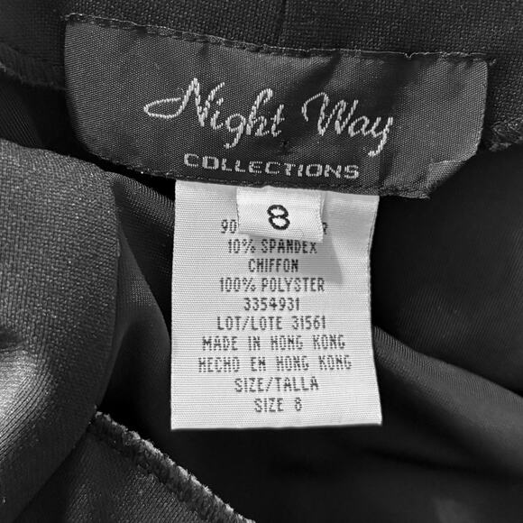 Vintage 90s Black & White Velvet Chiffon Vampy Goth Cruella Y2K Formal Gown | 8 - Picture 7 of 8